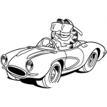 Dibujo para colorear Garfield En Su Carro Para Pintar Y Colorear