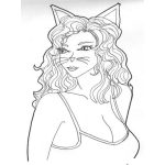 Dibujo para colorear Mujer Disfrazada De Gatuvela Para Pintar Y Colorear