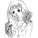 Dibujo para colorear Dibujo De Chica Oliendo Floreas Para Pintar Y Colorear