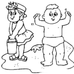 Dibujo para colorear Ninos En La Playa Para Colorear
