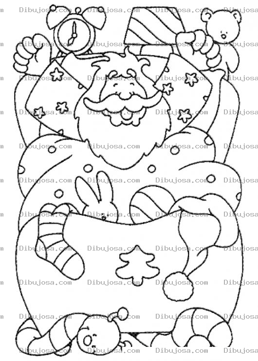 Dibujo para colorear Dibujo De Santa Claus Despertando En Su Cama Para Pintar Y Colorear