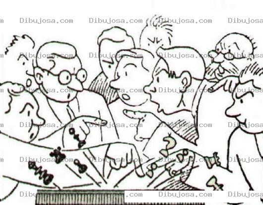 Dibujo para colorear Dibujo De Varios Hombres Jugando Ajedrez Para Pintar Y Colorear