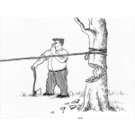 Dibujo para colorear Dibujo Para Colorear A Un Lenador Gritando Fuera Abajo Para Derribar Un Arbol Y Matar A Un Conejo