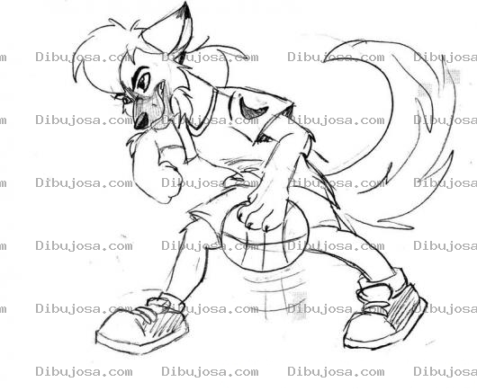 Dibujo para colorear Dibujo De Zorro Jugando Basket Ball Para Pintar Y Colorear