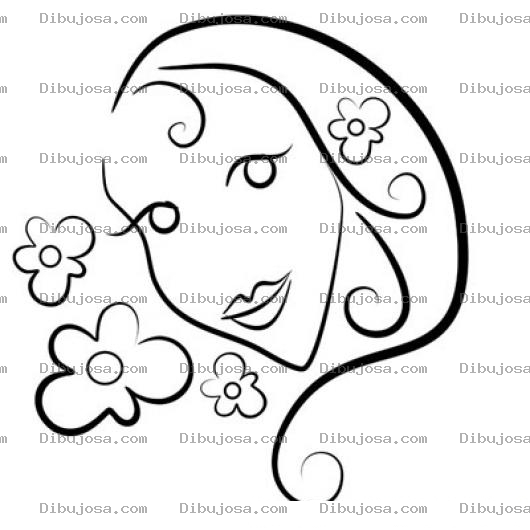 Dibujo para colorear Dibujo De La Cara De Una Chica Con Flores Para Pintar Y Colorear