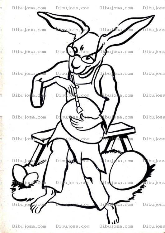 Dibujo para colorear Dibujo De Don Conejo Pintando Huevos De Pascua Para Pintar Y Colorear