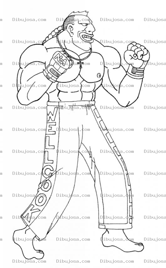 Dibujo para colorear Dibujo De Peleador De Kick Boxing Para Pintar Y Colorear