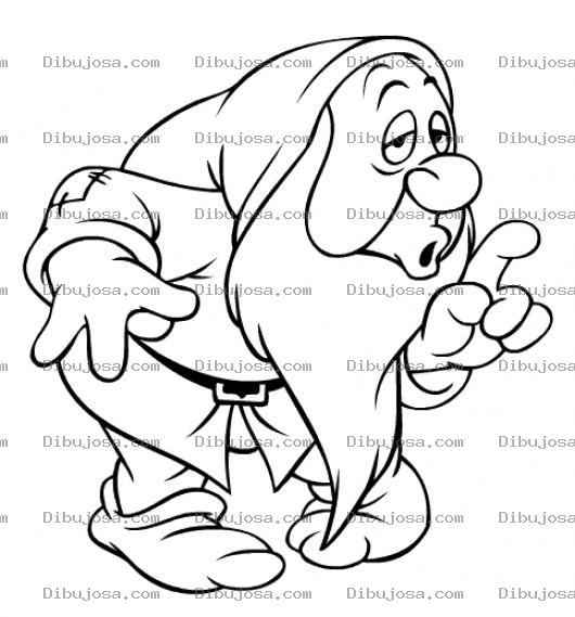 Dibujo para colorear Dibujo De Enanito Barbudo Para Pintar Y Colorear Enano De Blancanieves