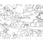 Dibujo para colorear Ninos Jugando En La Playa Para Pintar Y Colorear
