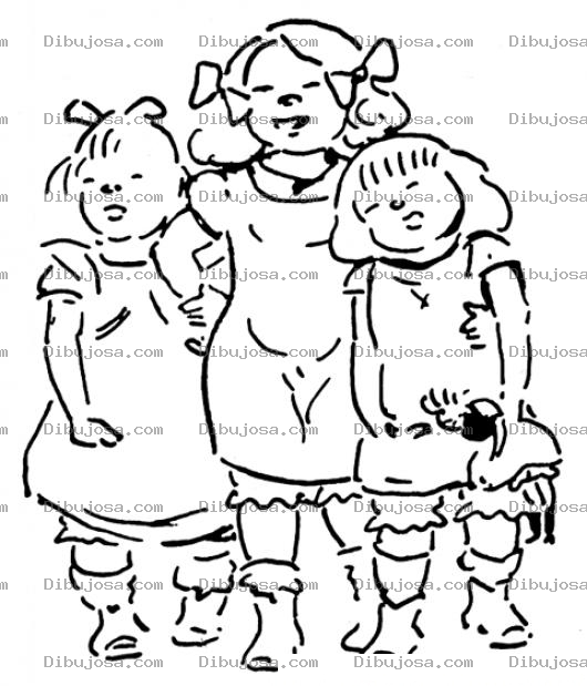 Dibujo para colorear Dibujo De 3 Ninas Amigas Para Pintar Y Colorear