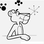 Dibujo para colorear Colorear pantera rosa fondo estrellas