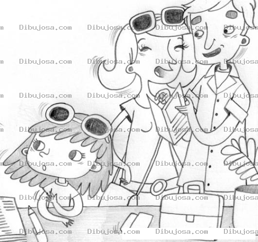 Dibujo para colorear Papa Mama E Hija Para Pintar Y Colorear Nina Con Sus Papas
