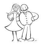 Dibujo para colorear Hombre Gordo Pelon Con Barba Y Arete Abrazando A Su Novia Para Pintar Y Colorear