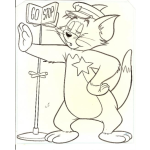 Dibujo para colorear Dibujo Del Gato Tom Trabajando De Policia De Transito Para Pintar Y Colorear