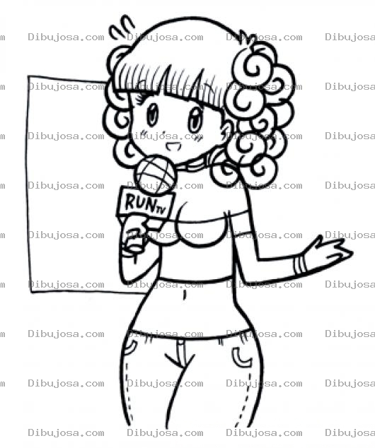 Dibujo para colorear Dibujo De Chica Reportera De Noticias Con Canelones En El Pelo Para Pintar Y Colorear