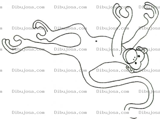 Dibujo para colorear Mono Trepador Patas Arriba Para Pintar Y Colorear