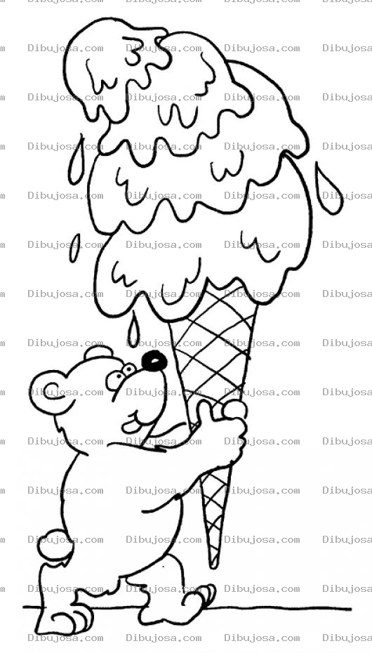 Dibujo para colorear Dibujo De Osito Llevando Helado Gigante Para Pintar Y Colorear Oso Con Helado