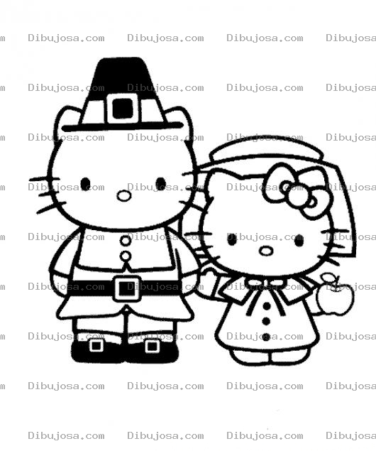 Dibujo para colorear Dibujo De La Boda De Hello Kitti Casandose Con Vestido De Novia Para Pintar Y Colorear