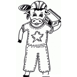 Dibujo para colorear Dibujo De Cerdo Rapero Para Pintar Y Colorear Cochinito Cerdito Marranito Chanchito Cochito Con Radiograbadora En El Hombro