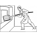 Dibujo para colorear Dibujo De Panadero Haciendo Pan Metiendo El Pan En El Horno Para Colorear