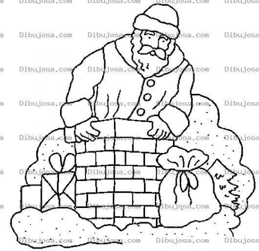 Dibujo para colorear Dibujo De Santaclos Entrando Por Chimenea Ara Pintar Y Colorear Viejo Pascuero Abuelito Pascuero