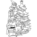 Dibujo para colorear Dibujo De Papa Noel Adornando Arbol De Navidad Para Colorear