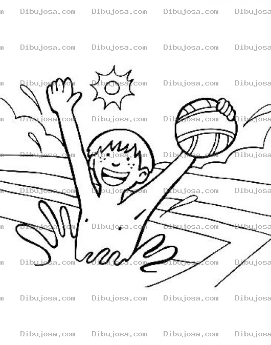 Dibujo para colorear Dibujo De Nino Jugando Pelota En Una Piscina Para Pintar Y Colorear