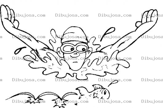 Dibujo para colorear Dibujo De Nadador Olimpico Nadando En El Mar Para Colorear