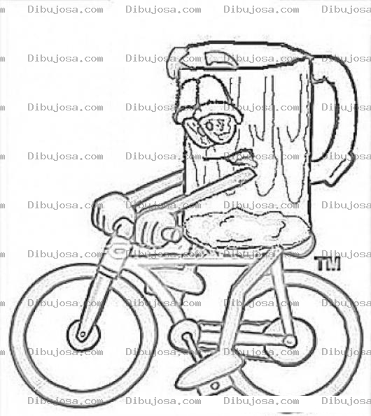 Dibujo para colorear Dibujo De Tarro Ebrio Manejando Bicicleta Para Pintar Y Colorear