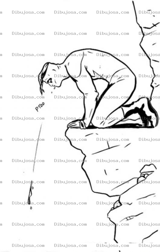 Dibujo para colorear Dibujo De Alpinista Escalador En Precipicio Para Pintar Y Colorear