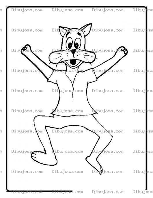 Dibujo para colorear colorear gato con las manos arriba