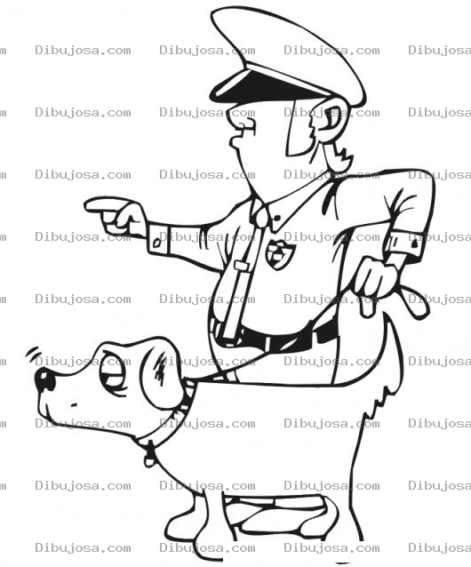 Dibujo para colorear Perro Policia Para Pintar Y Colorear Dibujo De Policia Con Perro Sahueso
