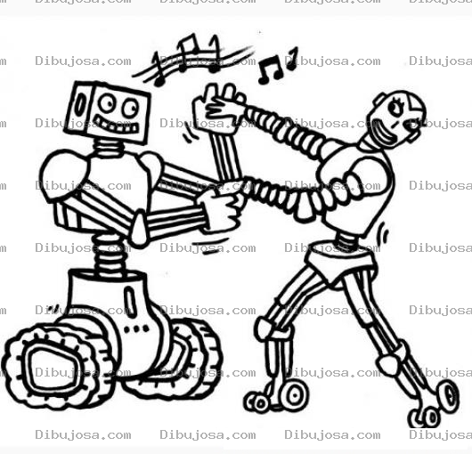 Dibujo para colorear Dibujo De Robots Bailando Para Pintar Y Colorear
