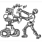 Dibujo para colorear Dibujo De Robots Bailando Para Pintar Y Colorear