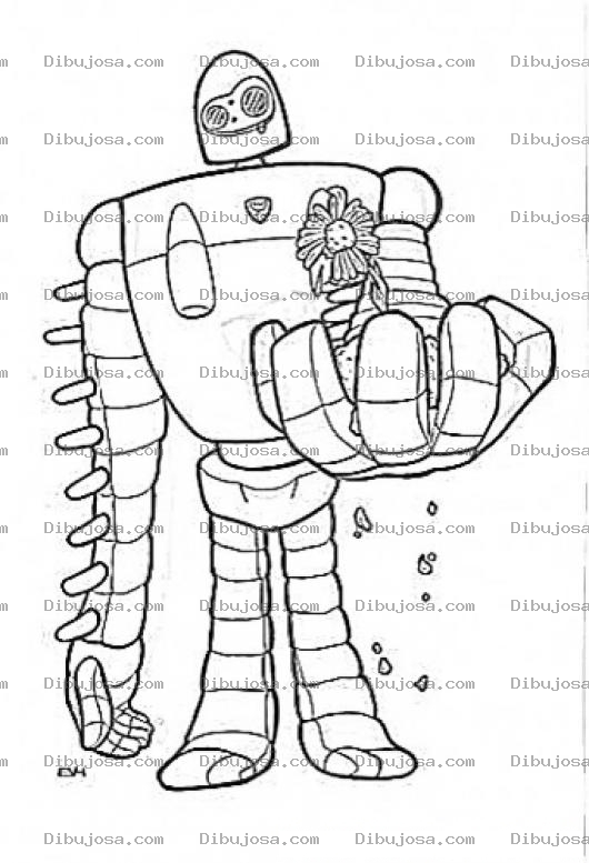 Dibujo para colorear Robot Con Una Flor Para Colorear