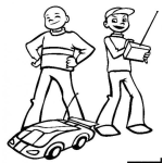 Dibujo para colorear Dibujo De Ninos Jugando Con Un Carrito A Control Remoto Para Pintar Y Colorear