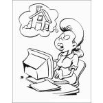 Dibujo para colorear Dibujo De Mujer Buscando Casa En Internet Para Pintar Y Colorear