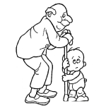 Dibujo para colorear Dibujo De Abuelo Y Nieto Ambos Con Dificultad Para Pararse Dibujo Para Colorear