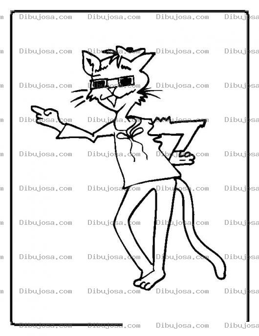 Dibujo para colorear colorear gato con lentes