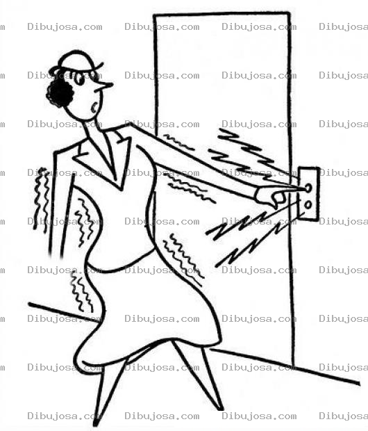 Dibujo para colorear Dibujo Para Colorear A Mujer Electrocutada Por Un Timbre Que Agarra La Electricidad Que Da Toques Electricos
