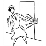 Dibujo para colorear Dibujo Para Colorear A Mujer Electrocutada Por Un Timbre Que Agarra La Electricidad Que Da Toques Electricos