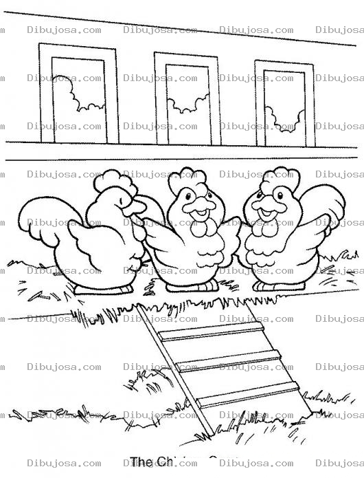 Dibujo para colorear Dibujo De Un Gallinero De Gallinas Ponedoras Para Pintar Y Colorear