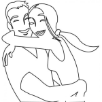 Dibujo para colorear Dibujo De Una Pareja De Novios Abrazados Para Pintar Y Colorear