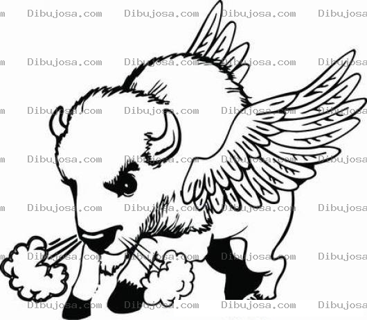 Dibujo para colorear Dibujo De Bufalo Con Alas Para Pintar Y Colorear A Un Buffalo Wings