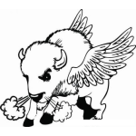 Dibujo para colorear Dibujo De Bufalo Con Alas Para Pintar Y Colorear A Un Buffalo Wings