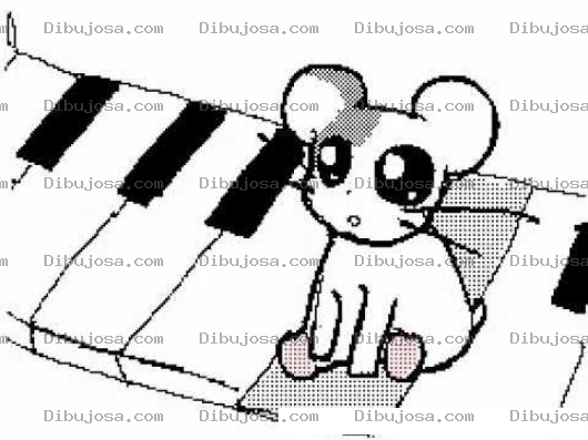 Dibujo para colorear Dibujo De Raton Tocando El Piano Sentado