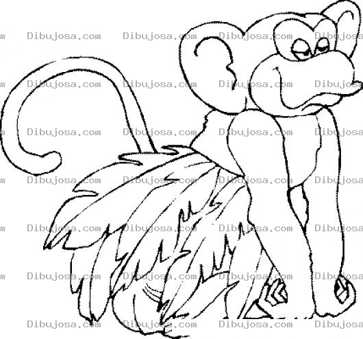 Dibujo para colorear Dibujo De Mona Con Falda De Hojas Para Pintar Y Colorear