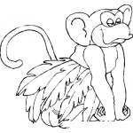 Dibujo para colorear Dibujo De Mona Con Falda De Hojas Para Pintar Y Colorear
