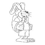 Dibujo para colorear Conejo Cargando Huevos De Pascua En La Espalda Para Pintar Y Colorear