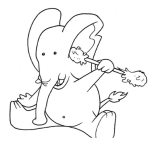 Dibujo para colorear Dibujo De Elefante Con Isopo Limpiandose Las Orejas